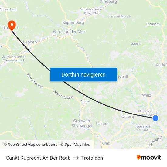 Sankt Ruprecht An Der Raab to Trofaiach map