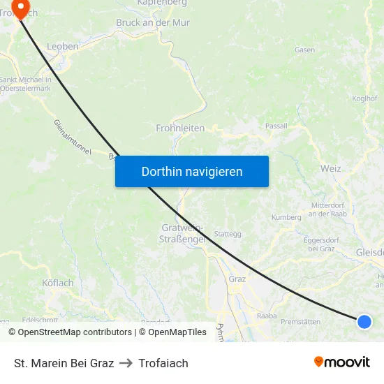St. Marein Bei Graz to Trofaiach map