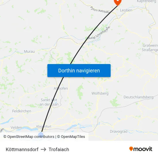 Köttmannsdorf to Trofaiach map