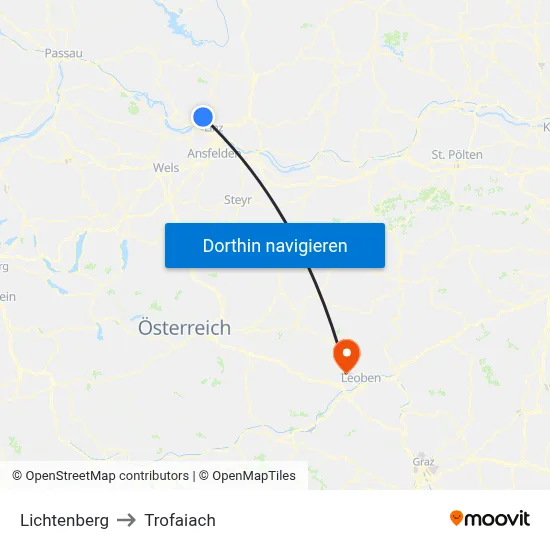Lichtenberg to Trofaiach map