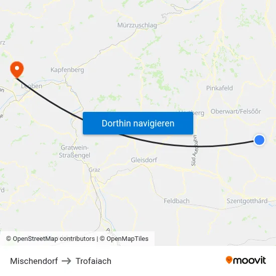 Mischendorf to Trofaiach map
