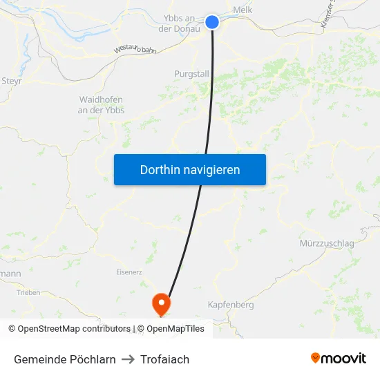 Gemeinde Pöchlarn to Trofaiach map