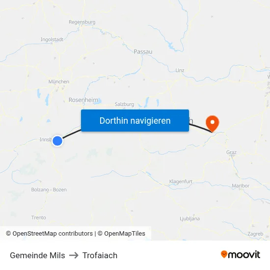 Gemeinde Mils to Trofaiach map