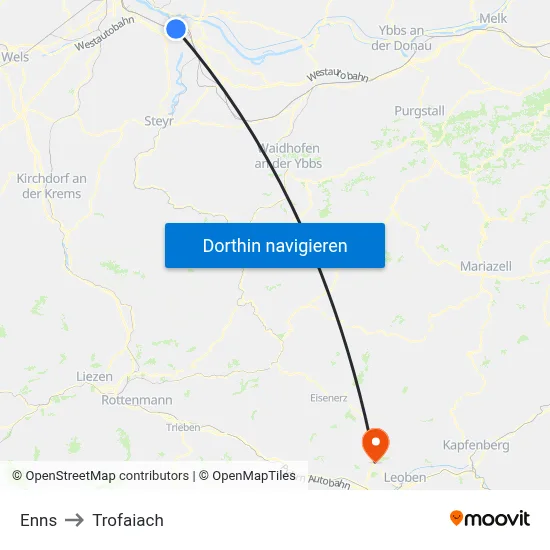 Enns to Trofaiach map