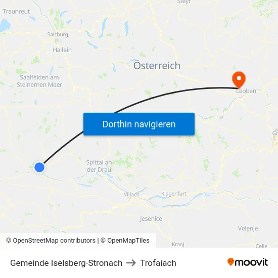 Gemeinde Iselsberg-Stronach to Trofaiach map