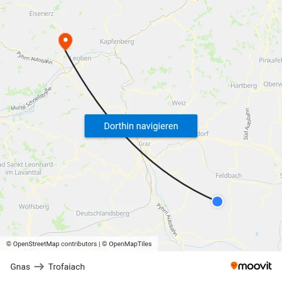 Gnas to Trofaiach map