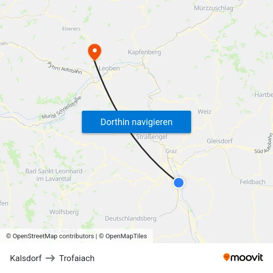 Kalsdorf to Trofaiach map