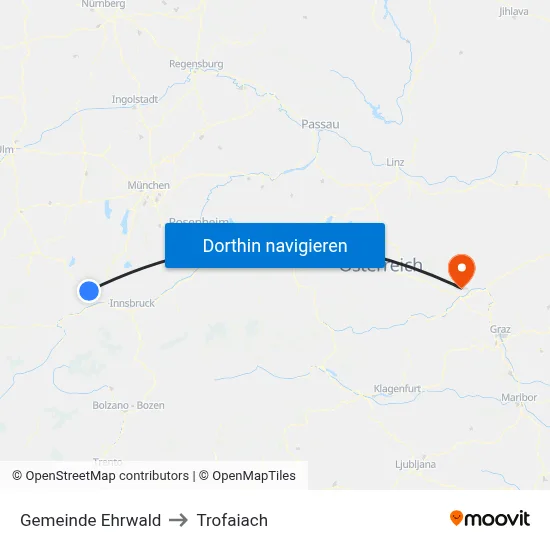Gemeinde Ehrwald to Trofaiach map