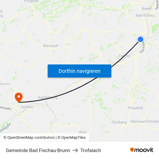 Gemeinde Bad Fischau-Brunn to Trofaiach map