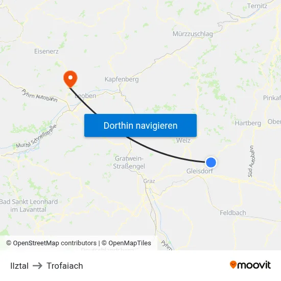 Ilztal to Trofaiach map