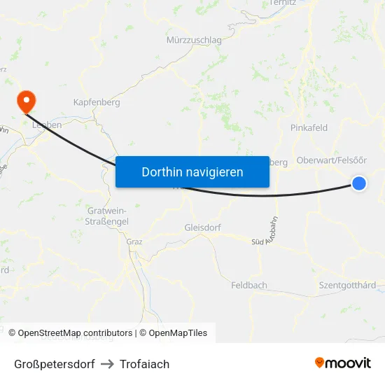 Großpetersdorf to Trofaiach map