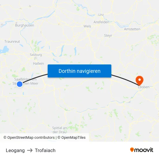 Leogang to Trofaiach map