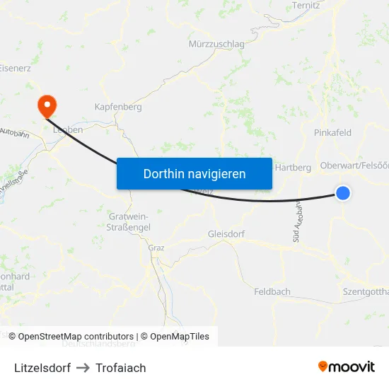 Litzelsdorf to Trofaiach map