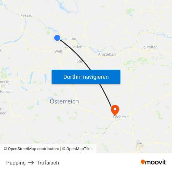 Pupping to Trofaiach map