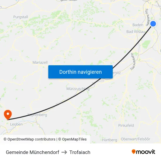 Gemeinde Münchendorf to Trofaiach map