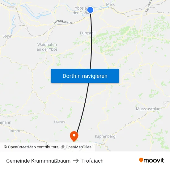 Gemeinde Krummnußbaum to Trofaiach map