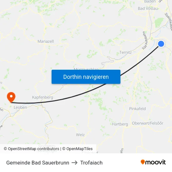 Gemeinde Bad Sauerbrunn to Trofaiach map