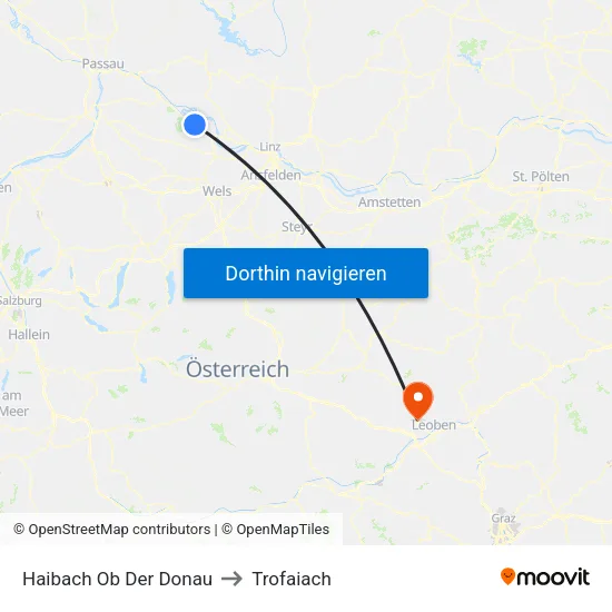 Haibach Ob Der Donau to Trofaiach map