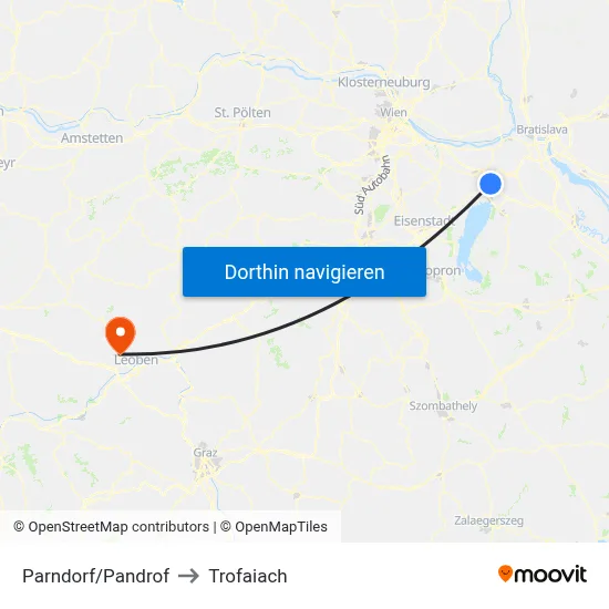 Parndorf/Pandrof to Trofaiach map