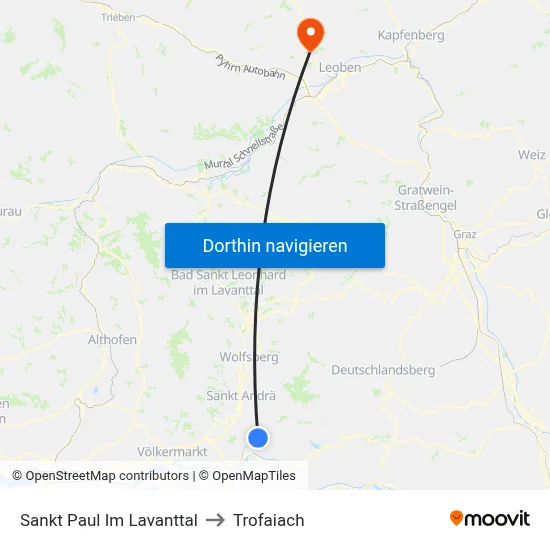 Sankt Paul Im Lavanttal to Trofaiach map
