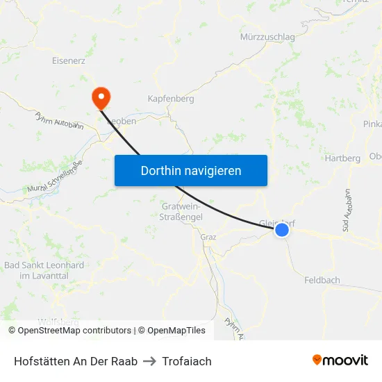 Hofstätten An Der Raab to Trofaiach map