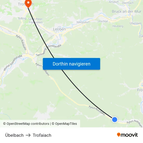 Übelbach to Trofaiach map