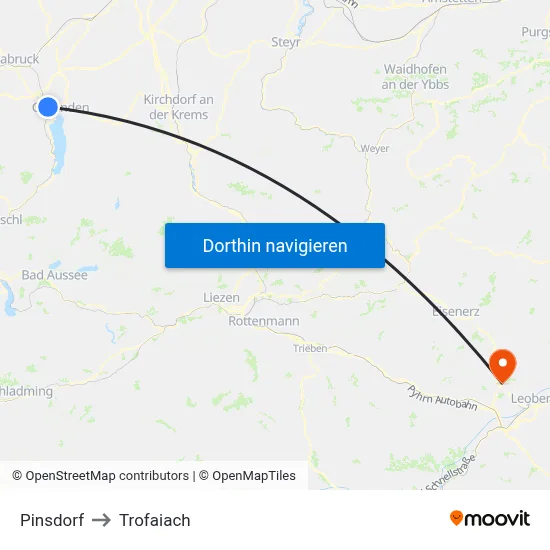 Pinsdorf to Trofaiach map
