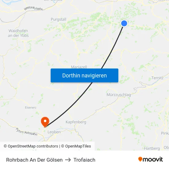 Rohrbach An Der Gölsen to Trofaiach map