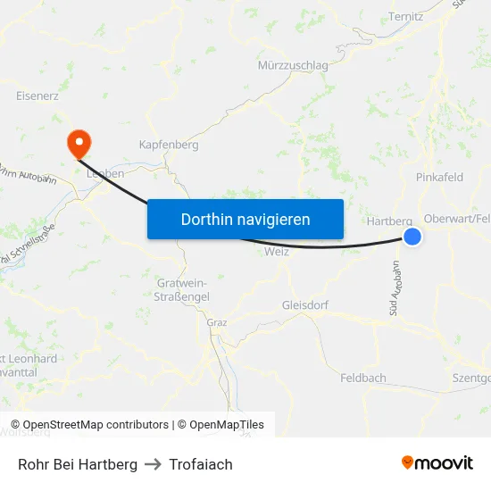 Rohr Bei Hartberg to Trofaiach map