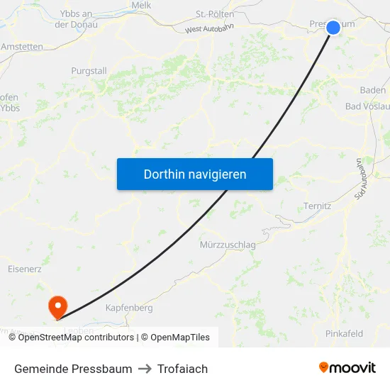 Gemeinde Pressbaum to Trofaiach map