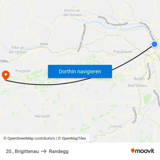 20., Brigittenau to Randegg map