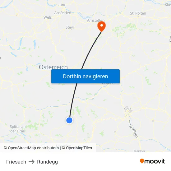 Friesach to Randegg map