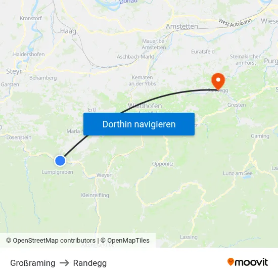 Großraming to Randegg map
