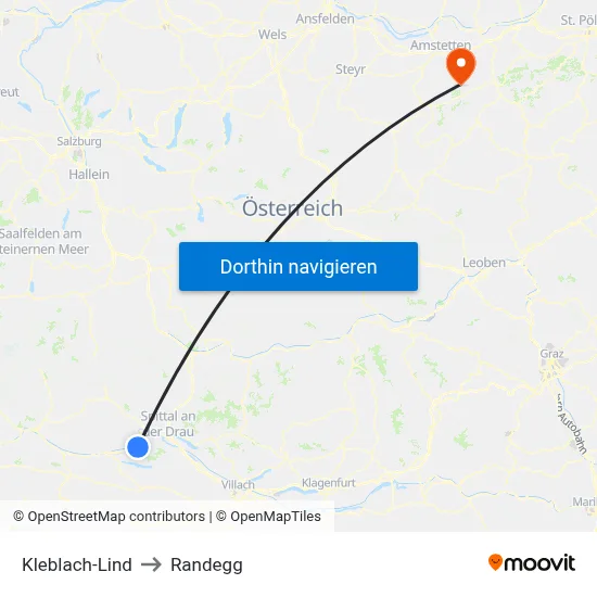 Kleblach-Lind to Randegg map