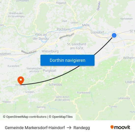 Gemeinde Markersdorf-Haindorf to Randegg map