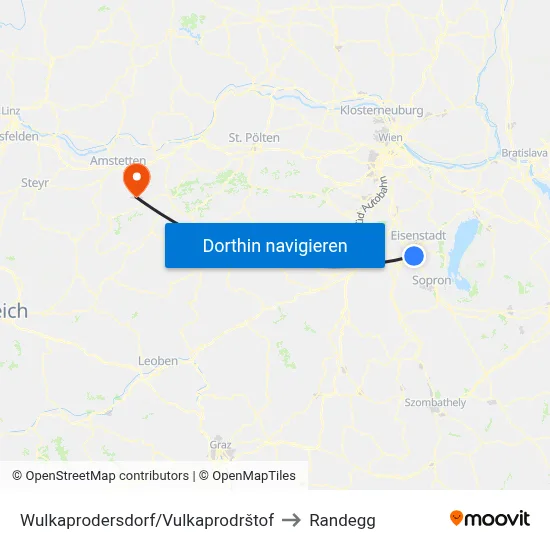 Wulkaprodersdorf/Vulkaprodrštof to Randegg map