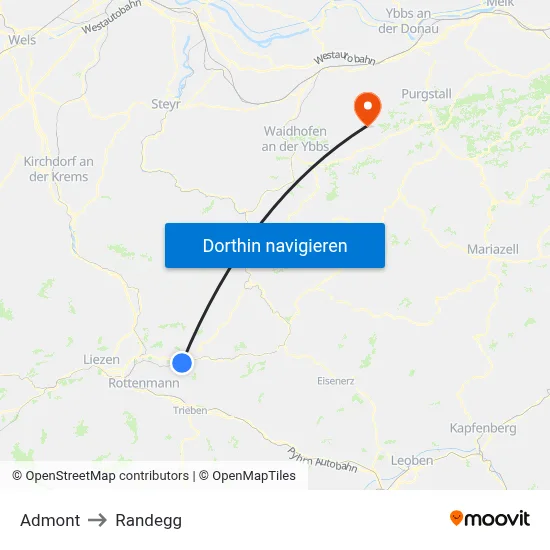 Admont to Randegg map