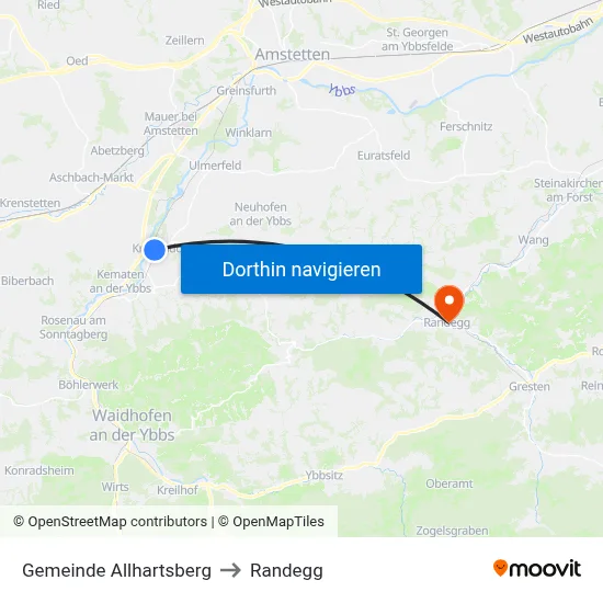 Gemeinde Allhartsberg to Randegg map
