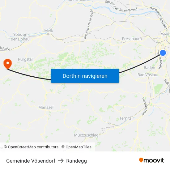 Gemeinde Vösendorf to Randegg map