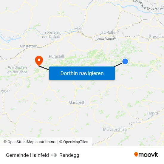 Gemeinde Hainfeld to Randegg map