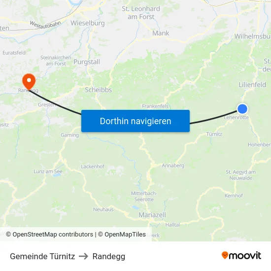 Gemeinde Türnitz to Randegg map