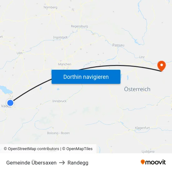 Gemeinde Übersaxen to Randegg map