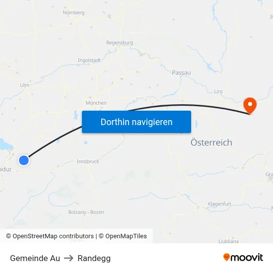 Gemeinde Au to Randegg map