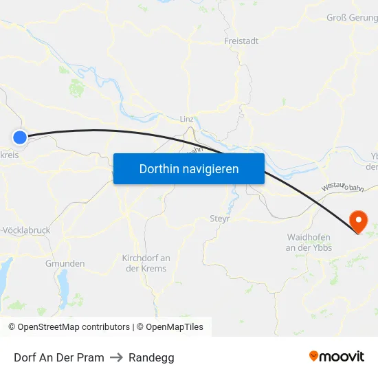 Dorf An Der Pram to Randegg map