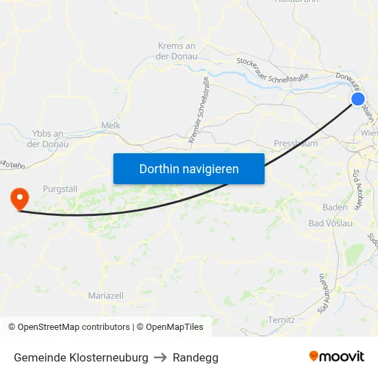 Gemeinde Klosterneuburg to Randegg map