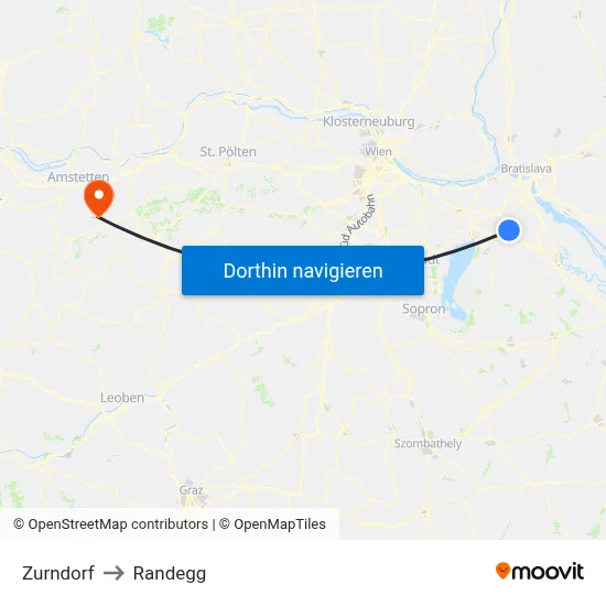Zurndorf to Randegg map