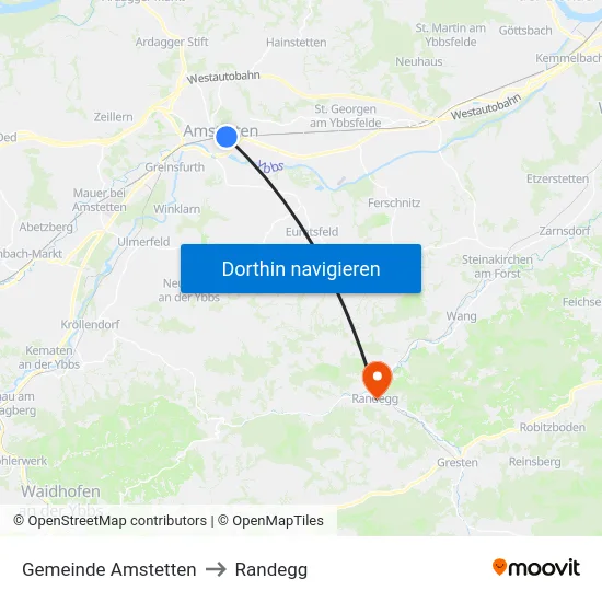 Gemeinde Amstetten to Randegg map