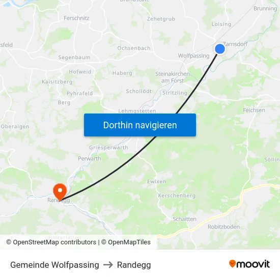 Gemeinde Wolfpassing to Randegg map