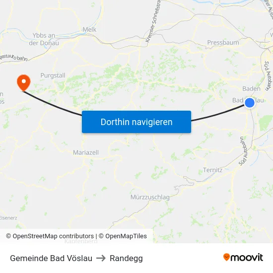 Gemeinde Bad Vöslau to Randegg map