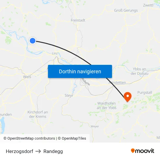 Herzogsdorf to Randegg map